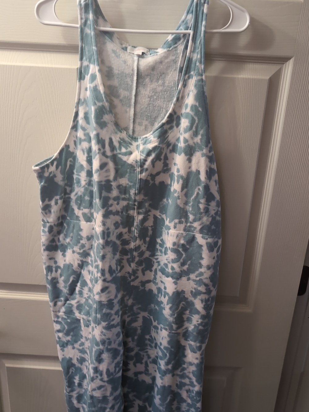 Colsie Blue and White Tie-Dye Tank Jumpsuit